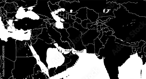 Black and white world map with country borders on dark background illustration for global concepts