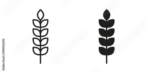 Wheat grain icon, thin line symbol, editable stroke eps 10