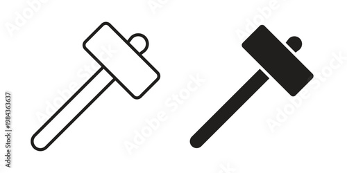 Wooden mallet icon, thin line symbol, editable stroke eps 10