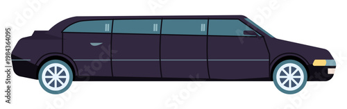 Elegant black limousine vehicle for premiere events on white isolated background vector illustration