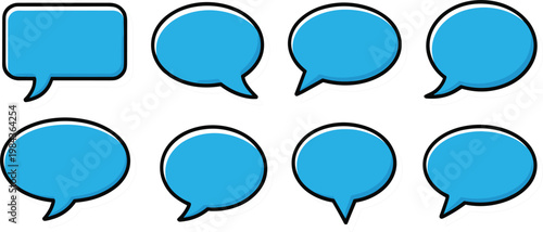 Speech Bubble Icon Set Collection Featuring Different Chat Message Shapes for Communication Dialogue Social Media Apps and Messaging Design