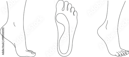 Minimalist Footprint Icon Set Featuring Foot, Sole, and Barefoot Designs for Health, Wellness, and Fitness Applications