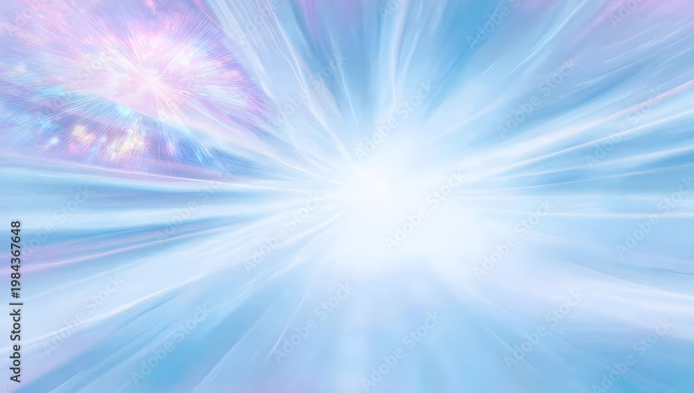 Fototapeta premium Abstract blue light burst background, radiating glow with pastel streaks
