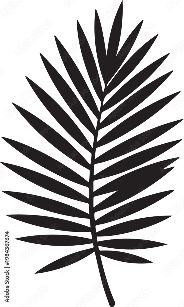 Obraz premium Tropical Palm Leaf Silhouette Vector Graphic Isolated on White Background Minimalist Nature Element