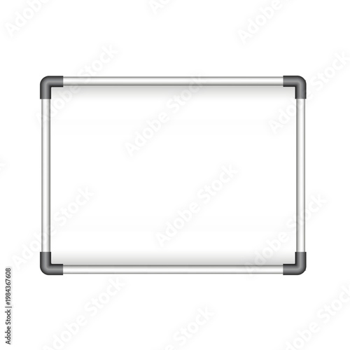 Empty whiteboard mockup. Magnetic board. Blank white board surface for office report demonstration or educational presentations. Classroom flipchart isolated on transparent background