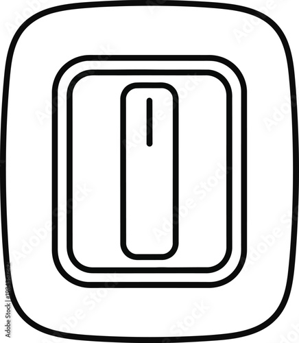 Minimalist line art icon of an electric light switch button with electric