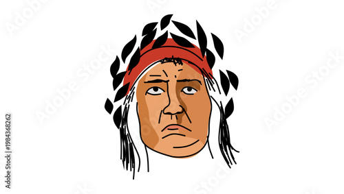 Dante Alighieri portrait, flat vector illustration