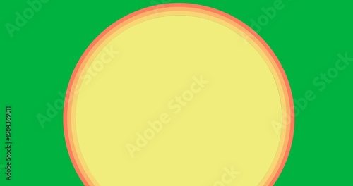Digital animation of yellow round banner design rotating with copy space on black background