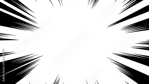 Thick radial action burst, comic book zoom effect, dramatic speed lines, illustation