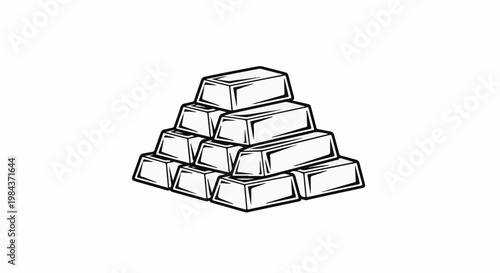 Stack of shiny rectangular gold bars forming a pyramid shape