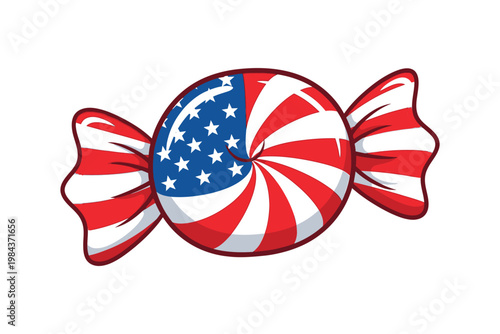 Festive flag day candy patriotic american flag swirl lollipop illustration
