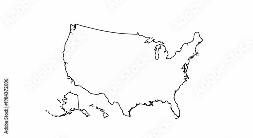 Simple outline map of the contiguous United States, Alaska, and Hawaii