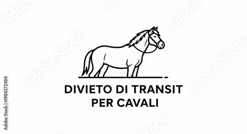 Simple line art of a horse above text reading "No horses allowed.