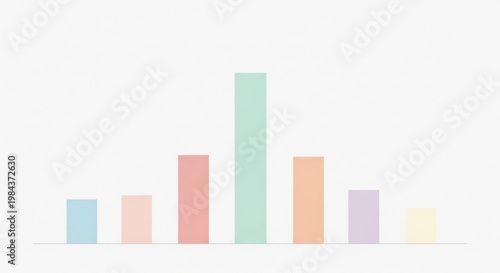 Abstract pastel colored bar chart graphic representing financial growth and data analysis with a clean minimalist white background conveying business success and analytics trends