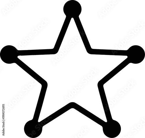 Sheriff badge star outline icon on transparent background