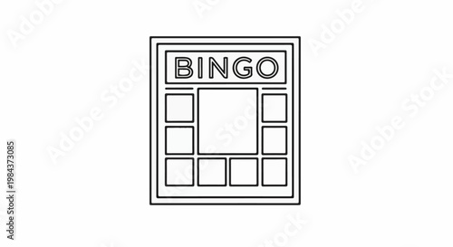 Simple line drawing of a bingo card with the word BINGO at the top