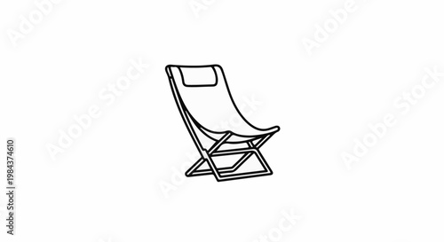 Simple line drawing of a reclining lounge chair with a headrest