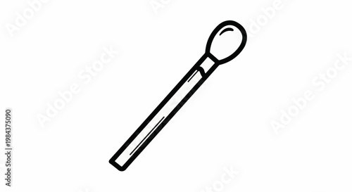 Simple line drawing of a single matchstick with a rounded head