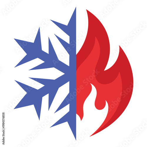 Fire and Ice Opposite Elements Symbol.