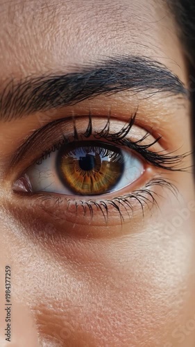 A beautiful macro shot of a brown or hazel human eye
