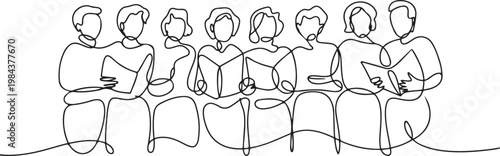 continuous line of the family's dream house. one line drawing of the family looking at the dream house. one line Icon drawing