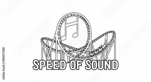 Roller coaster with musical note loop and text