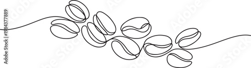 continuous line of coffee beans. one line drawing of coffee beans. line art of coffee. one line Icon drawing