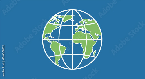 Simple graphic of Earth with continents outlined in green on a blue background