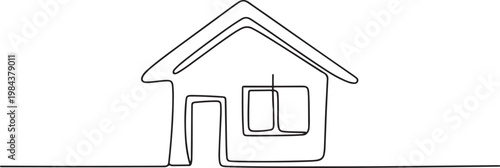 continuous line simple house.one line drawing of housing, real estate, property. single line vector illustration. one line Icon drawing