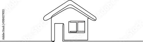 continuous line simple house.one line drawing of housing, real estate, property. single line vector illustration. one line Icon drawing