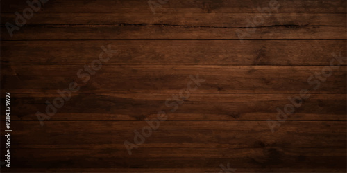 Natural old dark brown wooden board material with a grainy timber plank texture and weathered oak pattern design for a rustic hardwood wall or floor surface