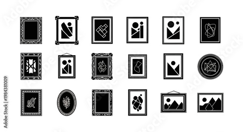 Gallery Wall Art Collection: Vintage Frames with Abstract Paintings