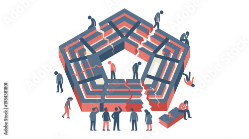 Pentagon Building with Figures Political Metaphor