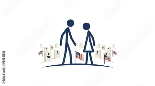 Couple Pays Respects at Military Cemetery