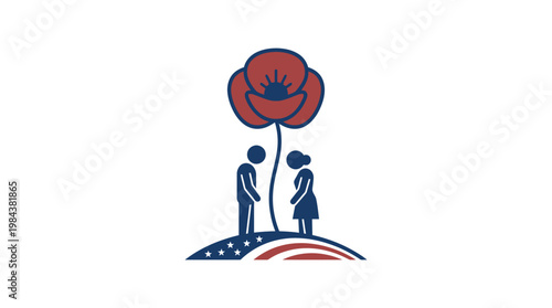 Memorial Day Remembrance Poppy Flower and Figures
