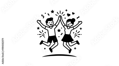 Joyful Couple Celebrating Success with High Five