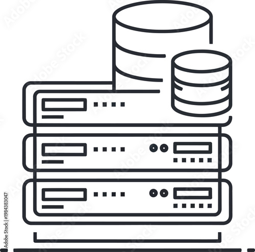 Server rack with database storage units icon server room data center big data