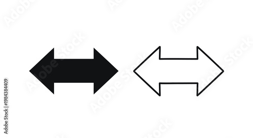 Two contrasting arrows pointing in opposite directions black silhouette