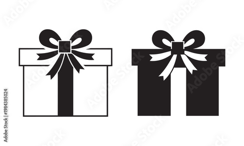 Gift Box Icon Set with Bow and Ribbon for E-commerce Reward Programs and Celebration Events