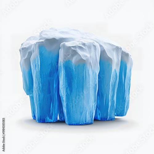 Digital Rendering of Blue and White Icicles Cluster on White Background