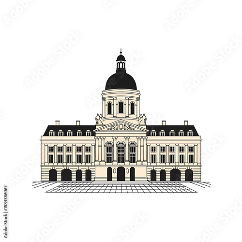 Bordeaux Palais de la Bourse neoclassical building vector illustration