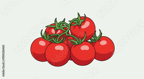 A cluster of ripe, red tomatoes on a vine