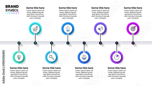 Infographic template. Horizontal line with 8 points