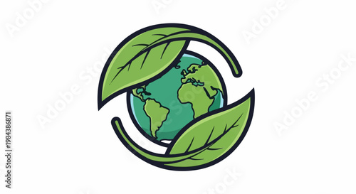 Earth encircled by green leaves, representing nature and ecological balance