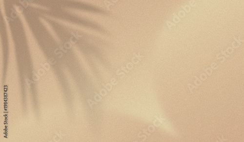 Tropical Palm Leaf Shadow on Sandy Beige Textured Background.