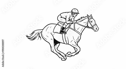 A jockey on horseback in full gallop