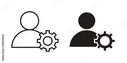 Account settings icon outline and solid set. Graphic icons