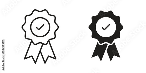 Accreditation icon outline and solid set. Graphic icons