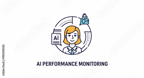 Stylized icon of person and AI data monitoring