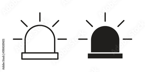 Ambulance siren icon outline and solid set. Graphic icons